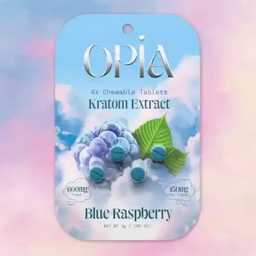 OPiA Kratom Extract Tablets - blue package - blue raspberry flavor