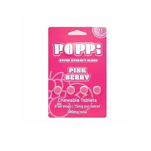 POPPi chewable 7OH tablets - pink berry - light pink package
