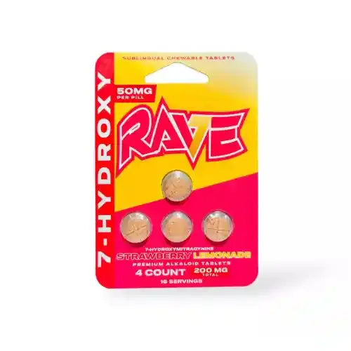 Rave Kratom | 7OH Tablets - Strawberry Lemonade - 200mg