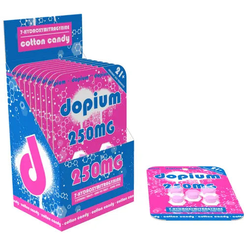 dopium 250mg - cotton candy - dark pink and blue packaging