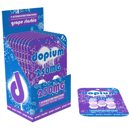 dopium 250mg - grape slushie - purple and blue packaging