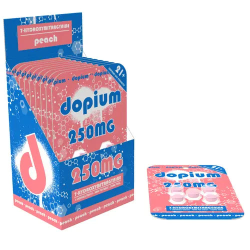 dopium 250mg - peach - pink and blue packaging