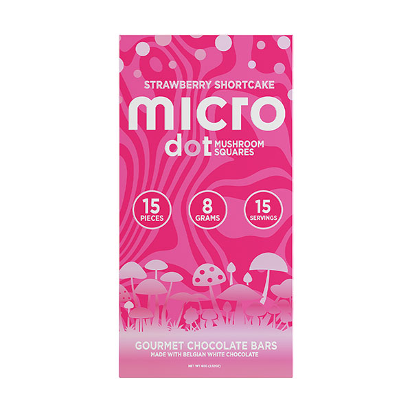 micro dot mushroom chocolate - strawberry shortcake - pink package