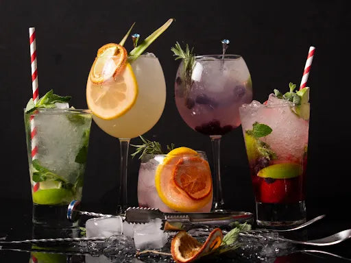 what is a kratom bar? cocktails in front of black background