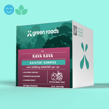 green roads kava kavaton gummies green box with trees and purple label