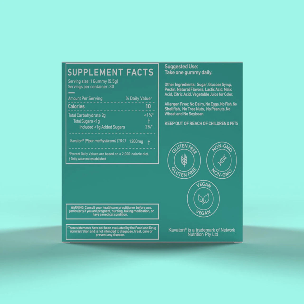 back of green roads box with supplement facts