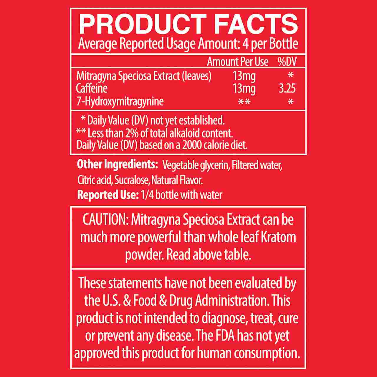 product facts white text on red back label