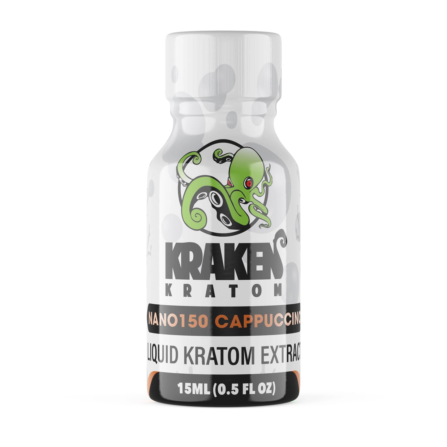 kraken kratom nano150 liquid kratom extract shot bottle with kraken logo cappuccino