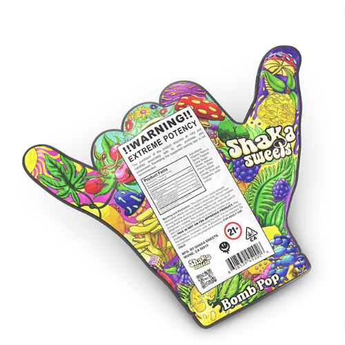 back of shaka sweets package in hang ten hand shape with ingredients