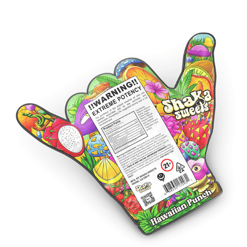 back of shaka sweets package in hang ten hand shape with ingredients