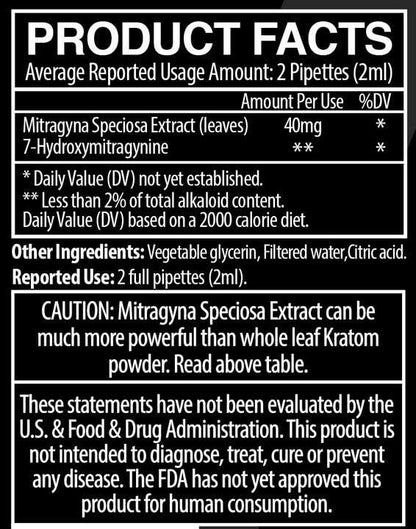 ultramit kratom extract shot product facts