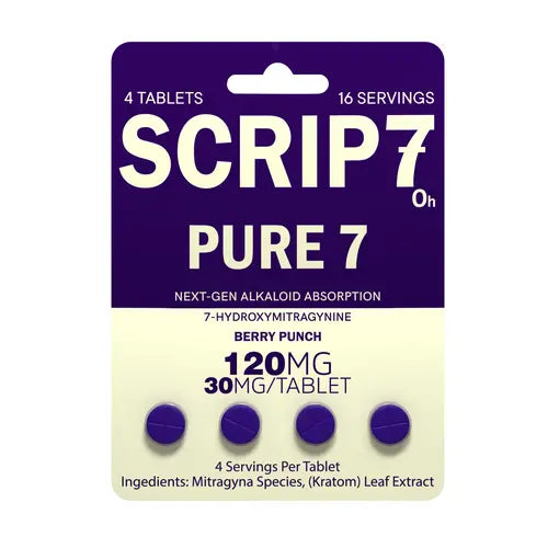 scrip7 berry flavor - dark purple and cream blister pack