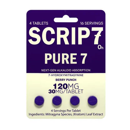 scrip7 berry flavor - dark purple and cream blister pack