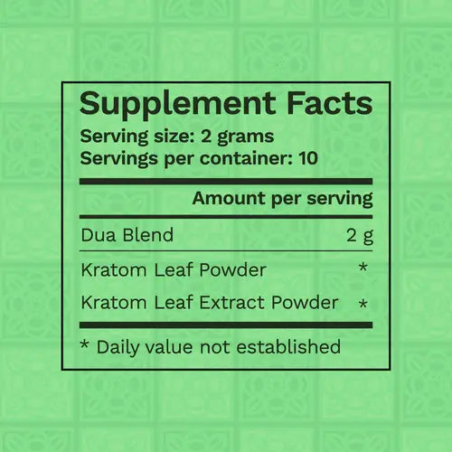 supplement facts - green with black font