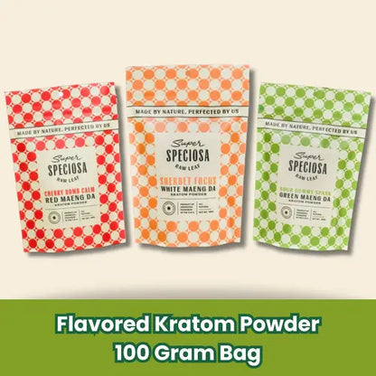 all three flavors of super speciosa kratom powder