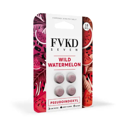 FVKD SEVEN - Pseudoindoxyl Tablets 4ct-   Wild Watermelon red and white box on white background with text and fvkd logo