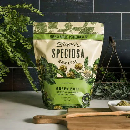 super speciosa green bali 1kg bag against tile