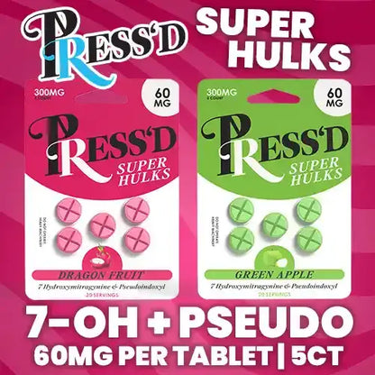Press'd | Super Hulks - 7OH & Pseudo Tablets - 60mg Each, 5ct