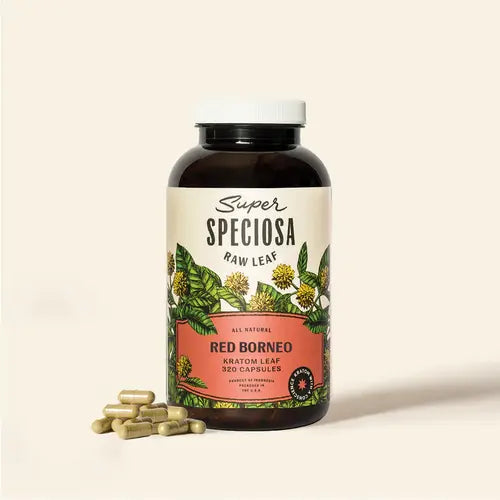 red borneo kratom capsule jar 320 count
