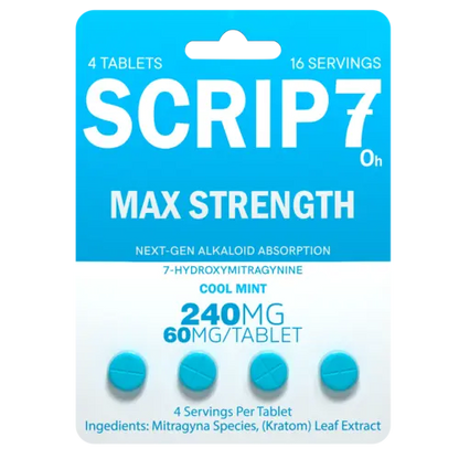 scrip7 max strength tablets - blue and white package - cool mint flavor