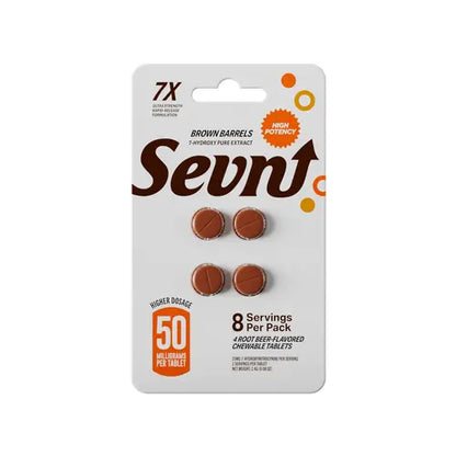 sevn brown barrels white and brown blister pack