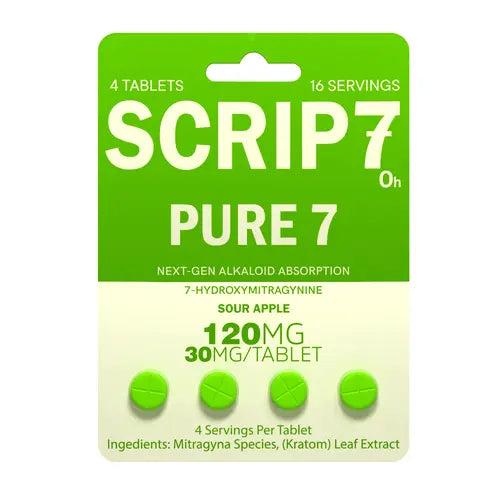 scrip7 sour apple flavor - light green and cream blister pack