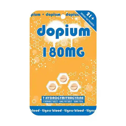 orange blister pack of dopium 180 tablets