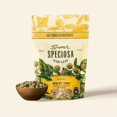 super speciosa 150 g bag against tan background